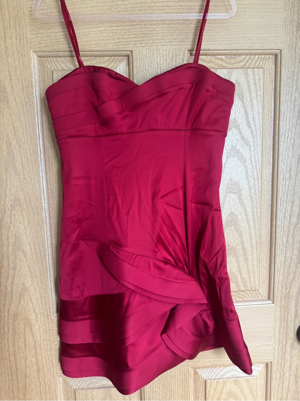 BCBGMaxAzria Red Strapless Mini Dress with Spaghetti Straps